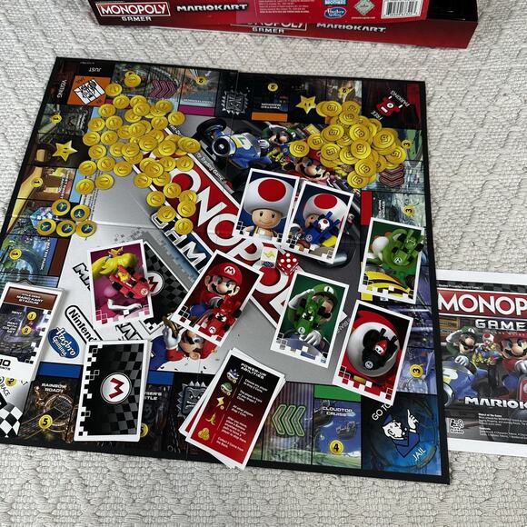 Monopoly Gamer Mario Kart Board Game Complete + Shy Guy & Yoshi Power Packs - Picture 1 of 8